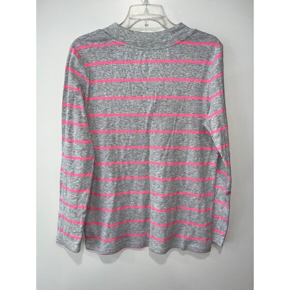Gap Womens Long Sleeve Striped V-Neck Top XL Gray & Pink - Picture 2 of 7